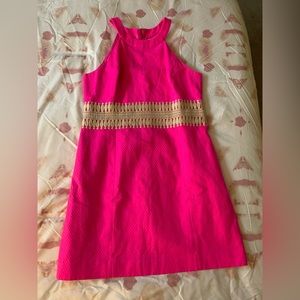 Lilly Pulitzer Hot Pink with Gold Accent sheath dress worn once